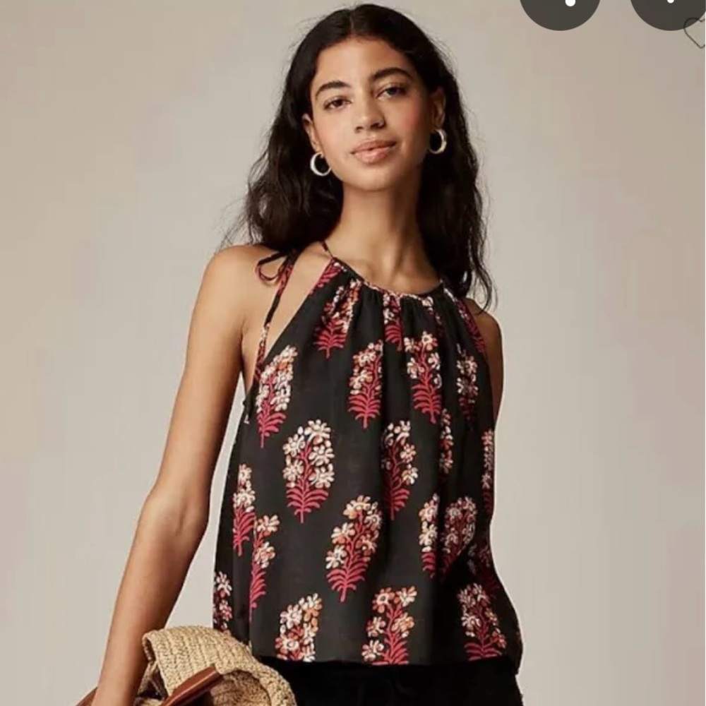 J.Crew Cotton Voile Tank Top Block Print Small NWT